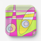 Abstraktes Surfen Bright Pink Green Bubblegum Pappteller (Vorderseite)