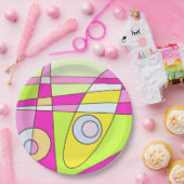 Abstraktes Surfen Bright Pink Green Bubblegum Pappteller (Party)