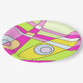 Abstraktes Surfen Bright Pink Green Bubblegum Pappteller (Schrägansicht)