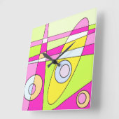 Abstraktes Surfen Bright Pink Green Bubblegum Quadratische Wanduhr (Winkel)