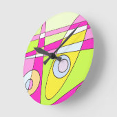 Abstraktes Surfen Bright Pink Green Bubblegum Runde Wanduhr (Winkel)