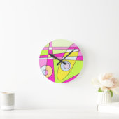 Abstraktes Surfen Bright Pink Green Bubblegum Runde Wanduhr (Zuhause)