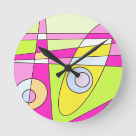 Abstraktes Surfen Bright Pink Green Bubblegum Runde Wanduhr