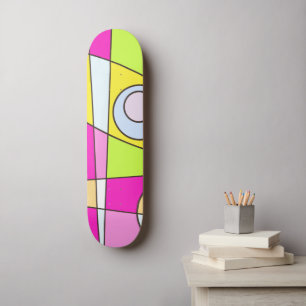 Abstraktes Surfen Bright Pink Green Bubblegum Skateboard