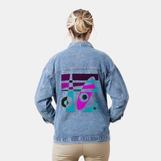 Abstraktes Surfen Cyan Magenta Jeansjacke (Modell)