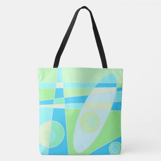 Abstraktes Surfen in Pastellblau Tasche (Vorderseite)