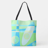 Abstraktes Surfen in Pastellblau Tasche (Rückseite)