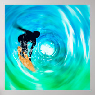Abstraktes Surfer-Silhouette-Poster Poster