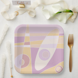 Abstraktes Surfpfirsich aus Papierplatte Pappteller