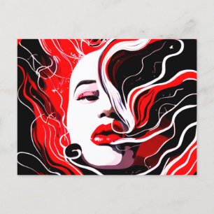 Abstraktes surreales Portrait der Frau Postkarte