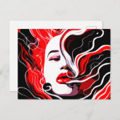 Abstraktes surreales Portrait der Frau Postkarte (Vorne/Hinten)