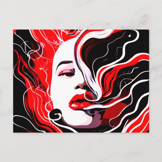 Abstraktes surreales Portrait der Frau Postkarte (Vorderseite)