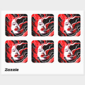 Abstraktes surreales Portrait der Frau Quadratischer Aufkleber (Blatt)