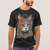 Abstraktes Süße Tier Graue Katze T Shirt (Vorderseite)