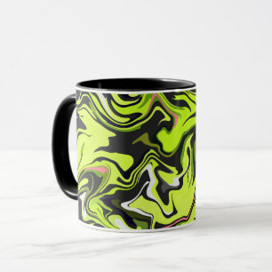 Abstraktes Swirbeldesign mit Schwarz und Grün Tasse