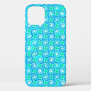 Abstraktes Swirbelmuster - Blau, Jade grün und Wei Case-Mate iPhone Hülle