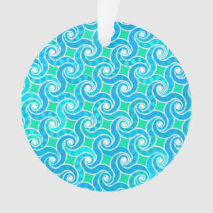 Abstraktes Swirbelmuster - Blau, Jade grün und Wei Ornament