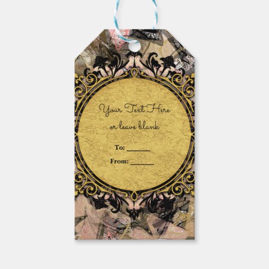 Abstraktes Swirl Pink Black & Gold Glam Gastgesche Geschenkanhänger (Vorderseite)