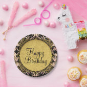 Abstraktes Swirl Pink Black & Gold Glam Grunge Par Pappteller (Party)