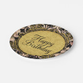 Abstraktes Swirl Pink Black & Gold Glam Grunge Par Pappteller (Schrägansicht)