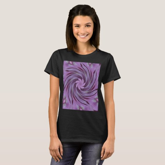 Abstraktes Swirl-Pink-Hydrangea-Muster T-Shirt (Vorne ganz)