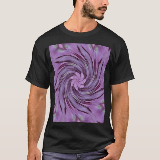 Abstraktes Swirl-Pink-Hydrangea-Muster T-Shirt (Vorderseite)
