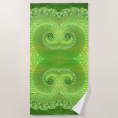 Abstraktes symmetrisches grünes Fraktal Strandtuch (Vorderseite)
