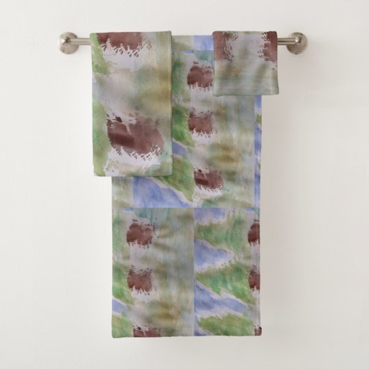 Abstraktes Tannenbaum-Set Badhandtuch Set (Insitu)