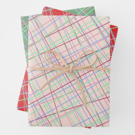 Abstraktes Tartan-Muster Geschenkpapier Set (Beispiel)