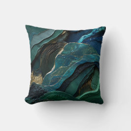 Abstraktes Teal Grün Gold Marmor Luxus Geologie  Kissen