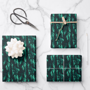 Abstraktes Teal- und Schwarzgemälde Geschenkpapier Set