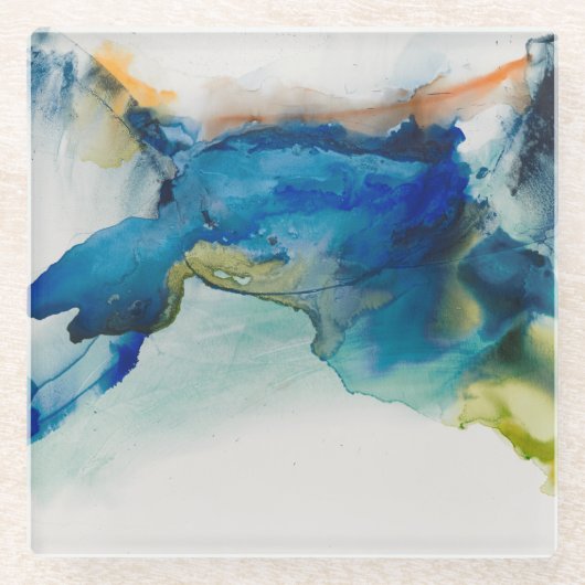 Abstraktes Terrain - Blau Glasuntersetzer (Vorderseite)