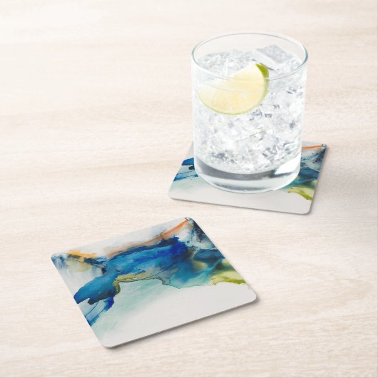 Abstraktes Terrain - Blau Rechteckiger Pappuntersetzer (Vor Ort)