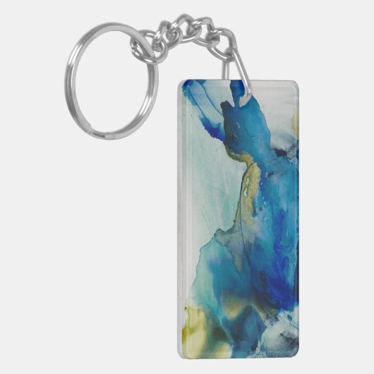 Abstraktes Terrain - Blau Schlüsselanhänger (Vorderseite links)