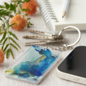 Abstraktes Terrain - Blau Schlüsselanhänger (Vorderseite rechts)