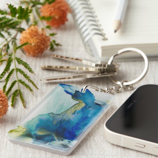 Abstraktes Terrain - Blau Schlüsselanhänger (Vorderseite rechts)