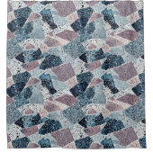 Abstraktes Terrazzo-Design von Blau und Mauve Duschvorhang (Vorderseite)