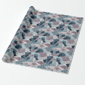 Abstraktes Terrazzo-Design von Blau und Mauve Geschenkpapier (Ungerollt)