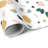 Abstraktes Terrazzo Grün Orange Pink Schwarz Muste Geschenkpapier (Rolleneckpunkt)