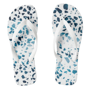 Abstraktes Terrazzo Mosaic Navy & Light Blue Muste Badesandalen