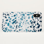 Abstraktes Terrazzo Mosaic Navy & Light Blue Muste Case-Mate iPhone Hülle (Rückseite (Horizontal))