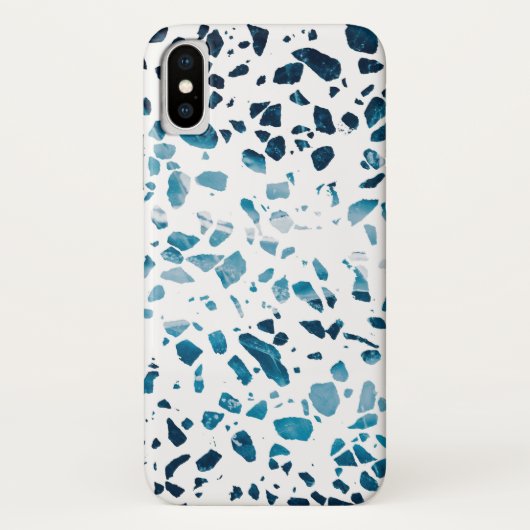 Abstraktes Terrazzo Mosaic Navy & Light Blue Muste Case-Mate iPhone Hülle (Rückseite)