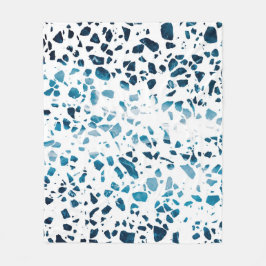 Abstraktes Terrazzo Mosaic Navy & Light Blue Muste Fleecedecke