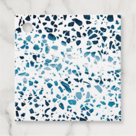 Abstraktes Terrazzo Mosaic Navy & Light Blue Muste Geschenkanhänger