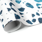 Abstraktes Terrazzo Mosaic Navy & Light Blue Muste Geschenkpapier (Rolleneckpunkt)