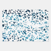 Abstraktes Terrazzo Mosaic Navy & Light Blue Muste Geschenkpapier Set (Vorderseite 2)