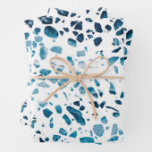 Abstraktes Terrazzo Mosaic Navy & Light Blue Muste Geschenkpapier Set (Beispiel)