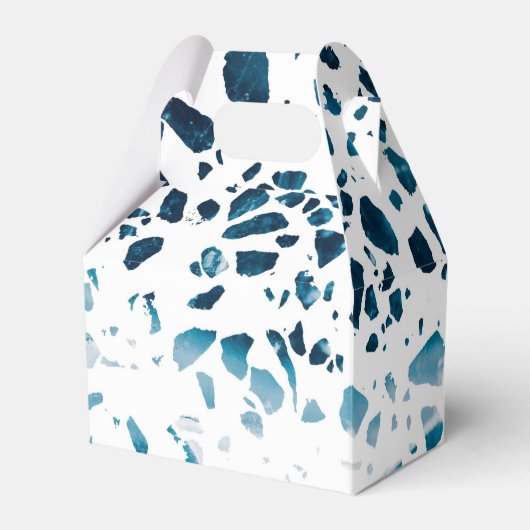 Abstraktes Terrazzo Mosaic Navy & Light Blue Muste Geschenkschachtel (Vorderseite)