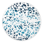 Abstraktes Terrazzo Mosaic Navy & Light Blue Muste Keramikknauf (Vorderseite)