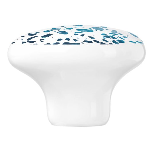 Abstraktes Terrazzo Mosaic Navy & Light Blue Muste Keramikknauf (Seitenansicht)